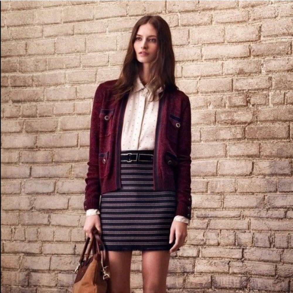• Club Monaco • Tweed Striped Mini Skirt Navy 10